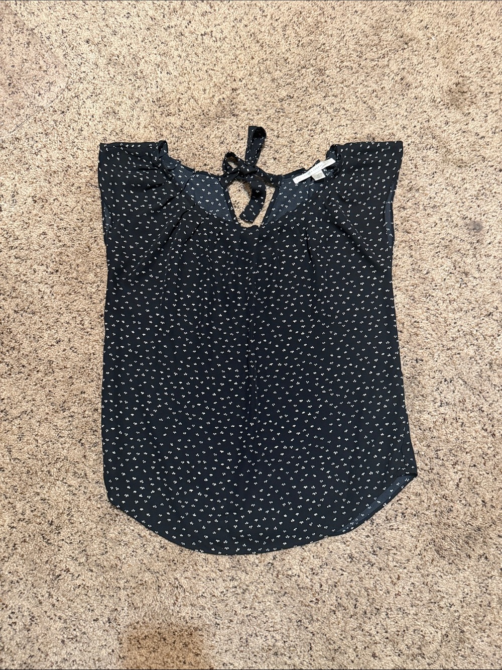 Lauren Conrad Navy Dotted Tie-Back Women's Blouse